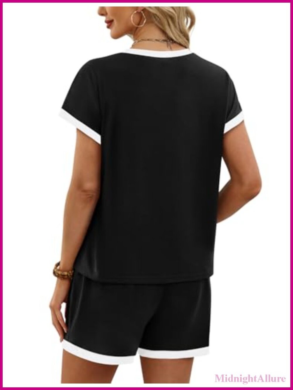 Women Summer Lounge Short Sets Crew Neck Sweatsuit - Picture 4 of 6
